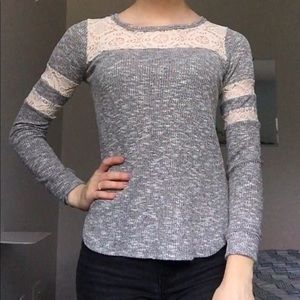 Grey sweater with lace detailing